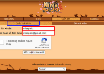 Ninja School đã hỗ trợ lấy lại mật khẩu qua email đăng ký